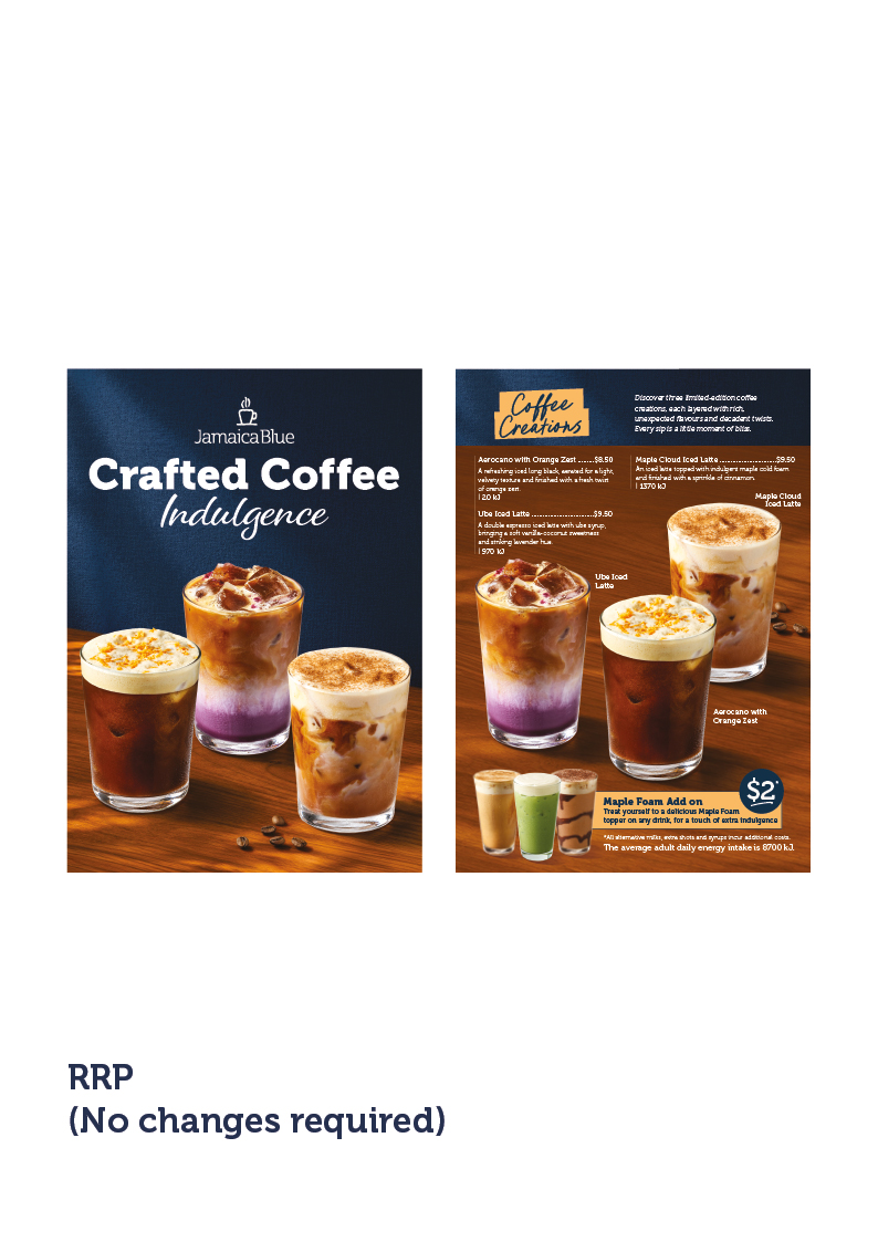 Crafted Coffee - Menu Insert - RRP Pricing (No changes required) - SEP26